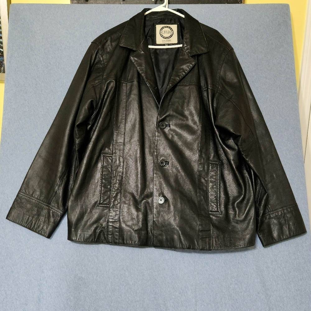 Vintage M. Julian black leather coat. Size XL